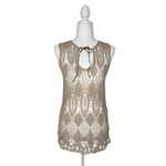 Wet Seal Y2K Vintage Tank Top L Boho Crochet Bow Tie Tunic Beachy Cover Shirt Photo 6