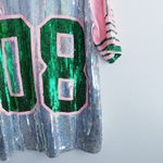 Sequin Jersey Graphic Short Sleeve Shirt Dress Pink Size M Photo 4