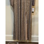 XScape All Over Sequinned V-Neck Gown Nude Blush Size 10 Long Sleeve 4683X Photo 3