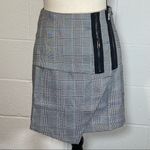 Blush Plaid Mini Skirt with Side Zipper and Zipper Details Photo 0