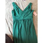 NWT Dessy 12 Regular Green Gown SLEEVELESS DRAPED CHIFFON MAXI DRESS FRONT SLIT Photo 4
