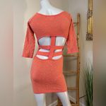 Arden B  Bodycon Dress Cut Out Back Coral/Gold Animal Print Y2K Vintage Small Photo 4