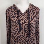All Worthy Animal Print Hoodie Size XXS Brown and Black Leopard Print Top Photo 1