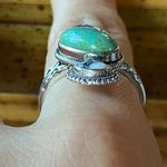 Royston Turquoise White Buffalo Sterling Silver Ring Size 8 Black Photo 1