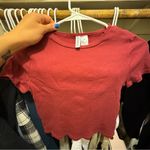H&M  Divided Short Sleeve Fitted Crop Shirt Maroon Small Photo 2