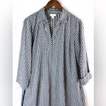 J. Jill M Cotton Blend Checked Pocketed Tent Dress Navy and White Blue Size M Photo 1