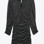ZARA NWT Silver Metallic Thread Ruched Dress Photo 1