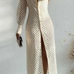 ZARA  small fitted open work embroidered long sleeve dress Photo 6