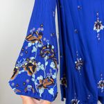 Free People Mini Dress Womens M Royal Blue Oxford Embroidered Oversized Bohemian Photo 4