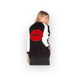 Lauren Moshi VHTF:  ᨎ Haven Red Mouth Patch Silk Zip Bomber Jacket ᨎ B+W ᨎ Medium Photo 14