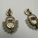 Stella & Dot Turquoise Blue White & Green Gold Tone Pierced Dangle Earrings Boho Photo 3