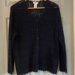 Northern Reflections  Women's L Navy Cotton Open Crochet Lace Cardigan Sweater Photo 0