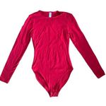 American Apparel Women’s Bodysuit Small Red Round Neck Long Sleeve Snap Closure Photo 0