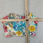 Vintage Strapless Top ANDRADE Resort Floral Print Smocked Bustier Women's Small White Photo 4