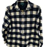Ralph Lauren Womens L Buffalo Plaid Shacket Black and Ivory Full Zip 100% Wool Size L Photo 0