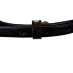 Women's black skinny adjustable leather belt with silver buckle Photo 6