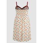 Cider  Curve 2X Midi Slip Dress Floral V Neck Lace Trim Smocked Cream Red Blue Photo 6