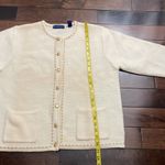 Karen Scott  100% wool cardigan sweater Cream Gold tone buttons Size M Classy Photo 7