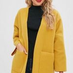 Romwe Yellow Pocketed Coat  Photo 0