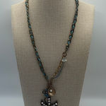 Betsey Johnson Blue Anchor Charm Y2K Necklace Rhinestone Nautical Photo 0