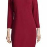 Vince . Crimson Long Sleeve Red Stretch Bouclé Knee Length Dress M Photo 0