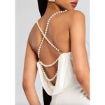 retrofete Electra Satin Pearl Strap Maxi Dress White Womens Size Small Photo 3