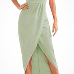 NWT CMZ 2005 Women’s V neck Spaghetti strap Midi Cocktail Dress 8/10 Mint Green Photo 0