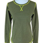 Carve Designs  Striped Long Sleeve Performance Shirt Green‎ Yellow Stitching M Photo 0