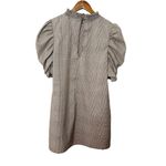 ZARA Plaid Puff-Sleeve Mini Dress Women’s Size M Smocked Neckline Brown Chic Photo 6