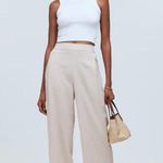 Madewell Linen Blend Pull On Straight Crop Pant Pockets Natural Beige US 00 NWT Photo 4