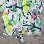 Sigrid Olsen  100% Linen Button Down Shirt Top Tropical Print Multicolor Size S Photo 2