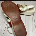 Vintage 60's Leather Clog Shoes Mules sz 35 5 wedge heel White Red costume Photo 3