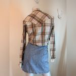 Wrangler Womens Top VTG Plaid Pearl Snap Long Sleeve Pink Tan Blue Small Photo 6