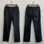 Nine West Vintage Genuine Leather High Rise Straight Leg Pants in Black Size 10 Photo 1