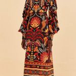 Farm Rio 💕💕 Nature Beauty Red Scarf Backless Midi Dress ~ Large L NWT Photo 2