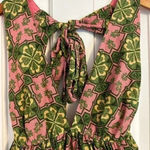 House of Harlow 1960 Linen Blend Halter Mini Dress S Floral Plunge Neck Tie Back Pink Photo 1