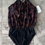 Calvin Klein High Neck Halter Blouson in Black/Red, Size 8 NEW w/Tag $118 Photo 1