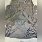 EXPRESS Sequin Gray Tank Top Split Flowy Back Stretch Cocktails Size Small Photo 7