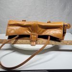 Kate Landry  Shoulder Bag Womens Medium Genuine Leather Tan Buckle Flap Photo 3