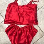 Victoria's Secret Vintage Gold Tag Sleep Night Gown Set medium Red Polyester Photo 3