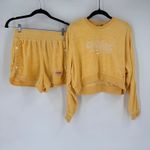 Nike Set Terry Towelling Tracksuit Retro Femme Sweatshirt Snap Shorts Yellow XS Photo 3