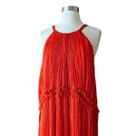 MARIA LUCIA HOHAN Maella Silk Tent Dress Red Chiffon Ruffled Plisse Halter Gown Size 10 Photo 5