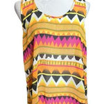 Umgee Womens Aztec Tribal Zipper Back Flowy Tank Top - Sz L Photo 0