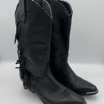 Vintage ACME Women's Dress Western Side Fringe Star Boots Size 6 Black Leather Photo 2