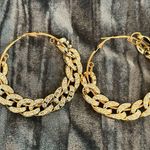 Elegant Gold Rhinestone Hoops Earrings Photo 0