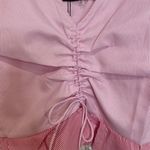 Sugar Lips Pink Striped Shimmer Ruched Ruffle Hem Top Small Photo 7