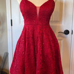 Speechless  Red Lace Sweetheart Neckline Fit Flare Mini Dress Size 5 Photo 0