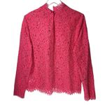 J.Crew Scalloped Mock Neck Laced Long Sleeve Top in Dragonfruit Photo 10