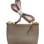 NEW JOY & IMAN Alexandria Leather Crossbody Bag Taupe Leather Top Zipper Purse Tan Photo 2