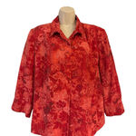 Kate Hill  Women's Silk Blazer Red Floral Button Front Lined Jacket Size 16W Photo 0